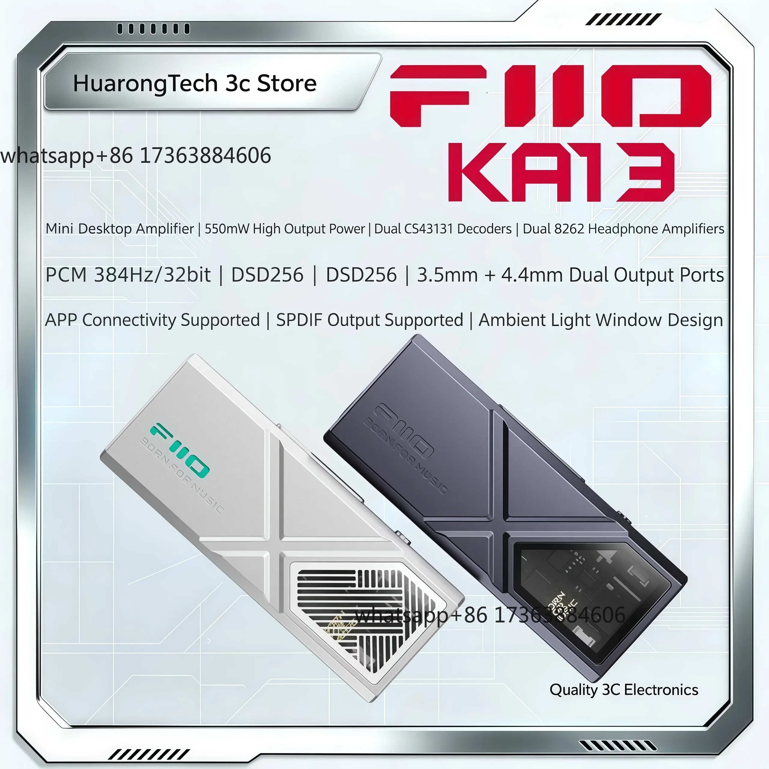 Headphone Amplifier - KA13 แอมพลิฟายเออร์หูฟัง USB DAC เสียงคมชัด ชิปคู่