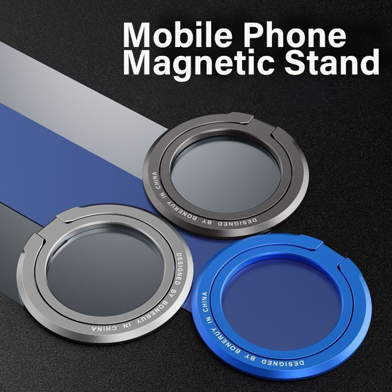 Knob Aluminum - ที่วางโทรศัพท์แบบวงแหวนแม่เหล็ก หมุนได้ 360 องศา ° ที่จับแม่เหล็กแรงสูงแบบหมุนได้