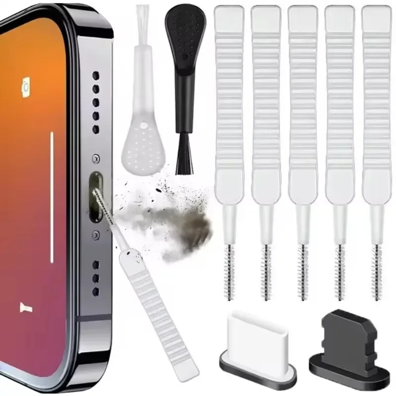 Speaker Kit - ชุดทำความสะอาดช่องชาร์จลำโพงโทรศัพท์มือถือ พร้อมจุกกันฝุ่น สำหรับ iPhone 18 17