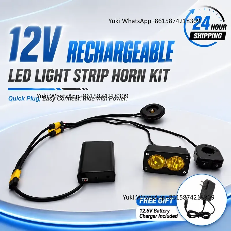 Speaker Kit - ระบบไฟ LED แบบชาร์จไฟได้ 12V พร้อมลำโพง, สวิตช์กล่องแบตเตอรี่,