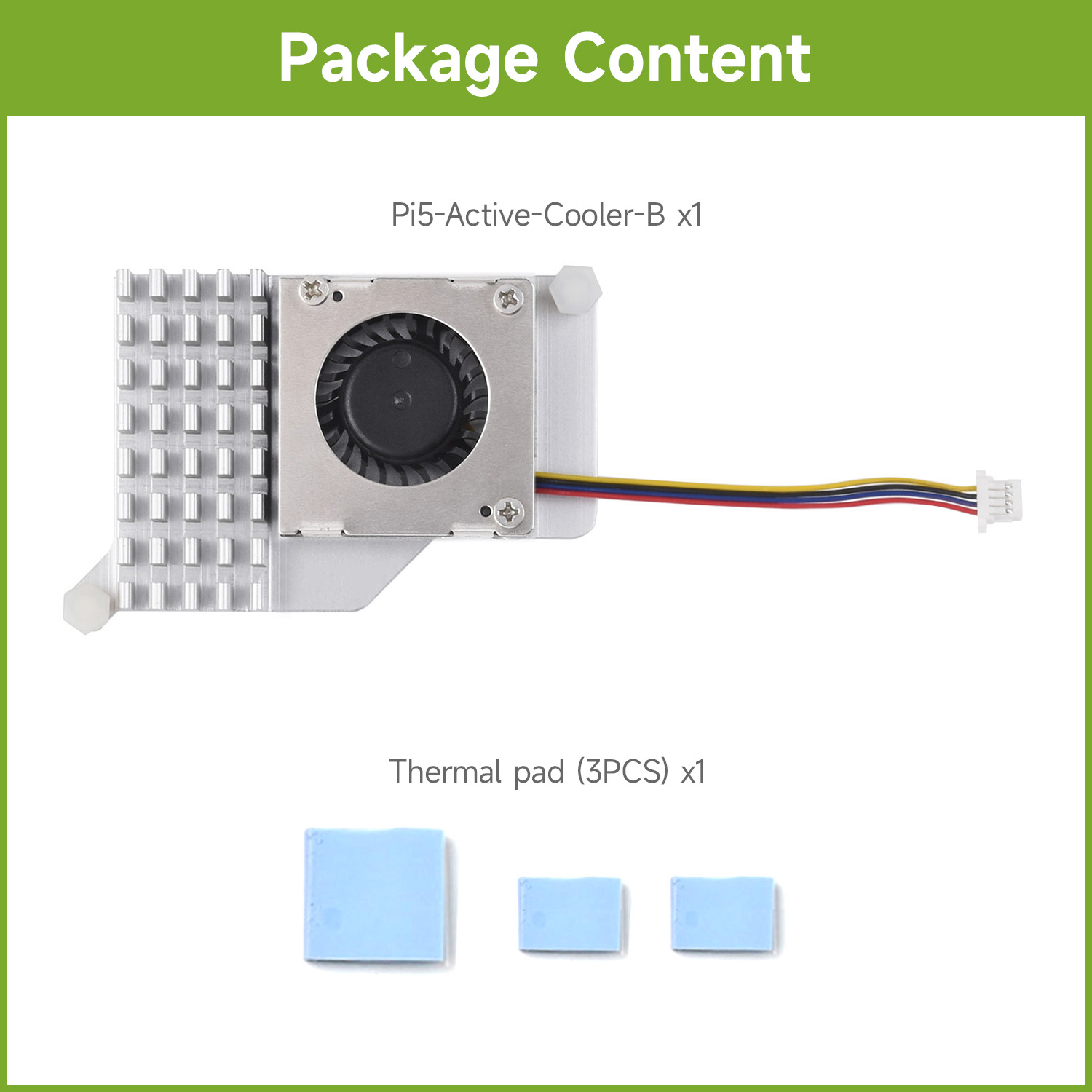 Heatsink Aluminum - เวฟแชร์ แอคทีฟ คูลเลอร์(B) สำหรับราสเบอร์รี่ปี่ 5 พัดลมระบายความร้อนแบบแอคทีฟ