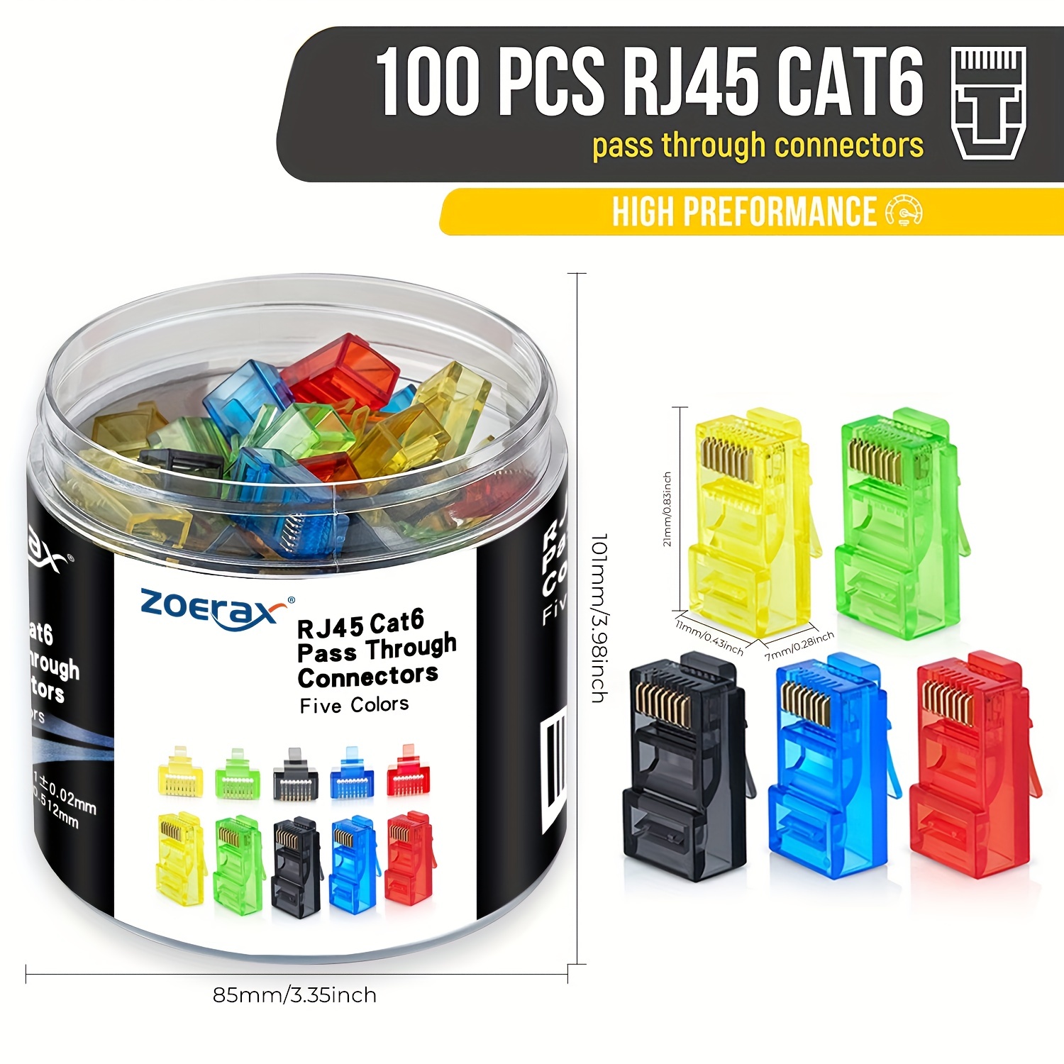 ZoeRax 100 ชิ้น RJ45 Cat6 ตัวเ - Rj45 Jack บทวิจารณ์และราคา