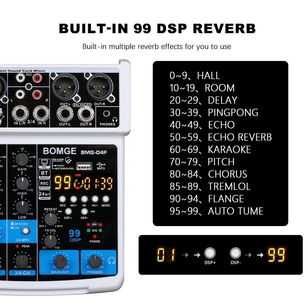 BOMGE แบบพกพา 99DSP 4 ช่องบันท - Audio Interface บทวิจารณ์และราคา